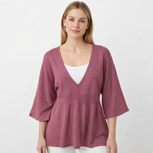 MIXIT Sweater Medium Pink Wool Blend Plunge Neckline